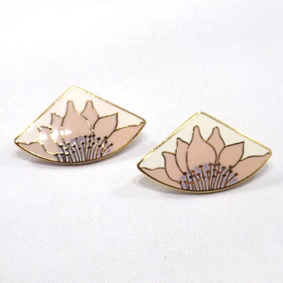 Vintage Laurel Burch Pink Flower Post Earrings, Pink & Gold Sunflowers - Picture 10 of 10